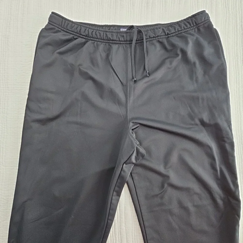 Lands' End Double‎ Stripe Jogger Men's XL (40-42) Black Drawstring Elastic Waist